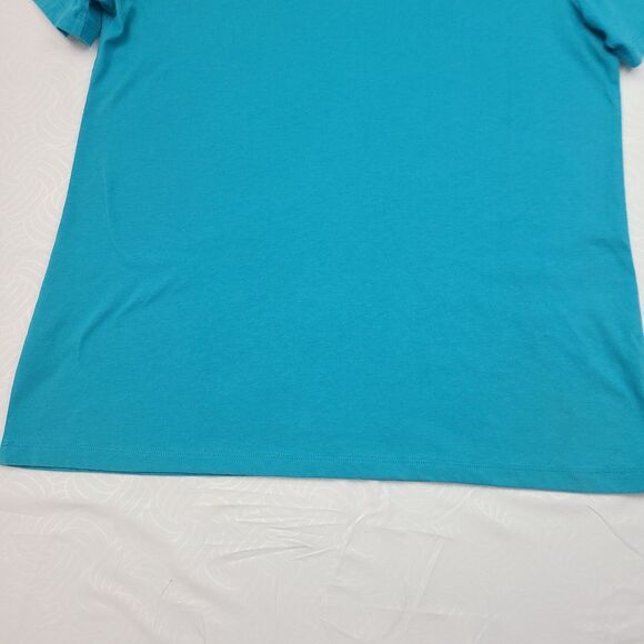 Coral Bay Womens Embellished V-Neck Blue Short Sleeve Top Size L - Picture 5 of 5